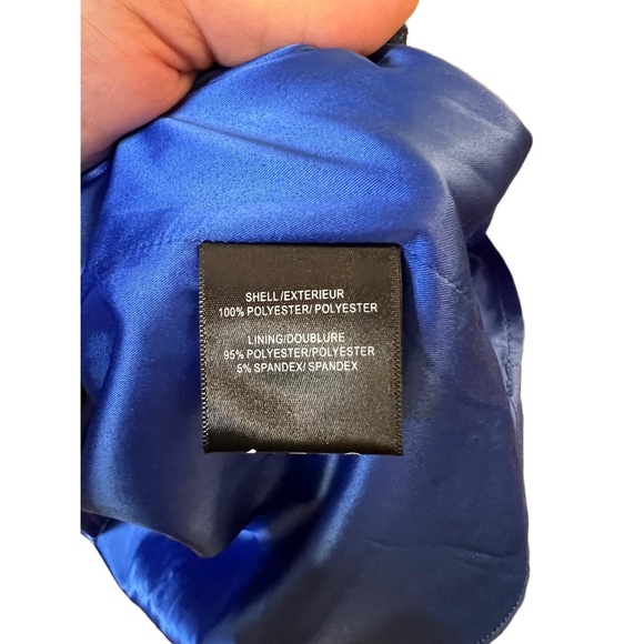 Belle Badgley Mischka Blue Floral Striped Sleeveless Fit And Flare Dress Size 2 - Picture 3 of 11